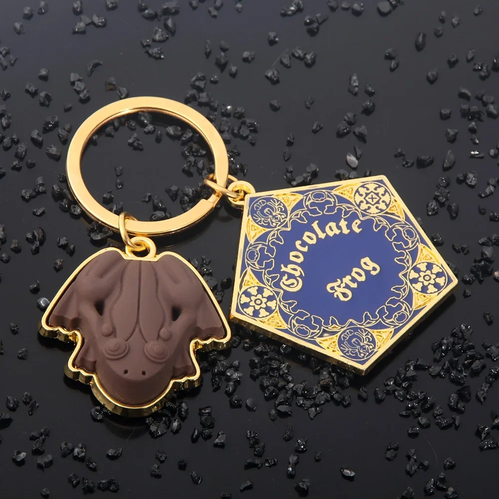 Harry Keychain Chocolate Frog Hogwarts Magic School Badge Sorting Hat Broomstick Cosplay Keyring For Fans Jewelry Gift