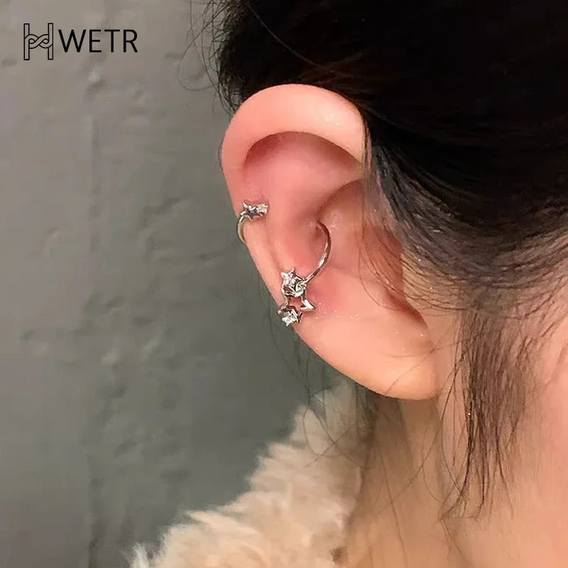 1PC Star Surround Planet Spiral Ear Bone Nail For Women New Fashion Silver Color Earrings Accessories