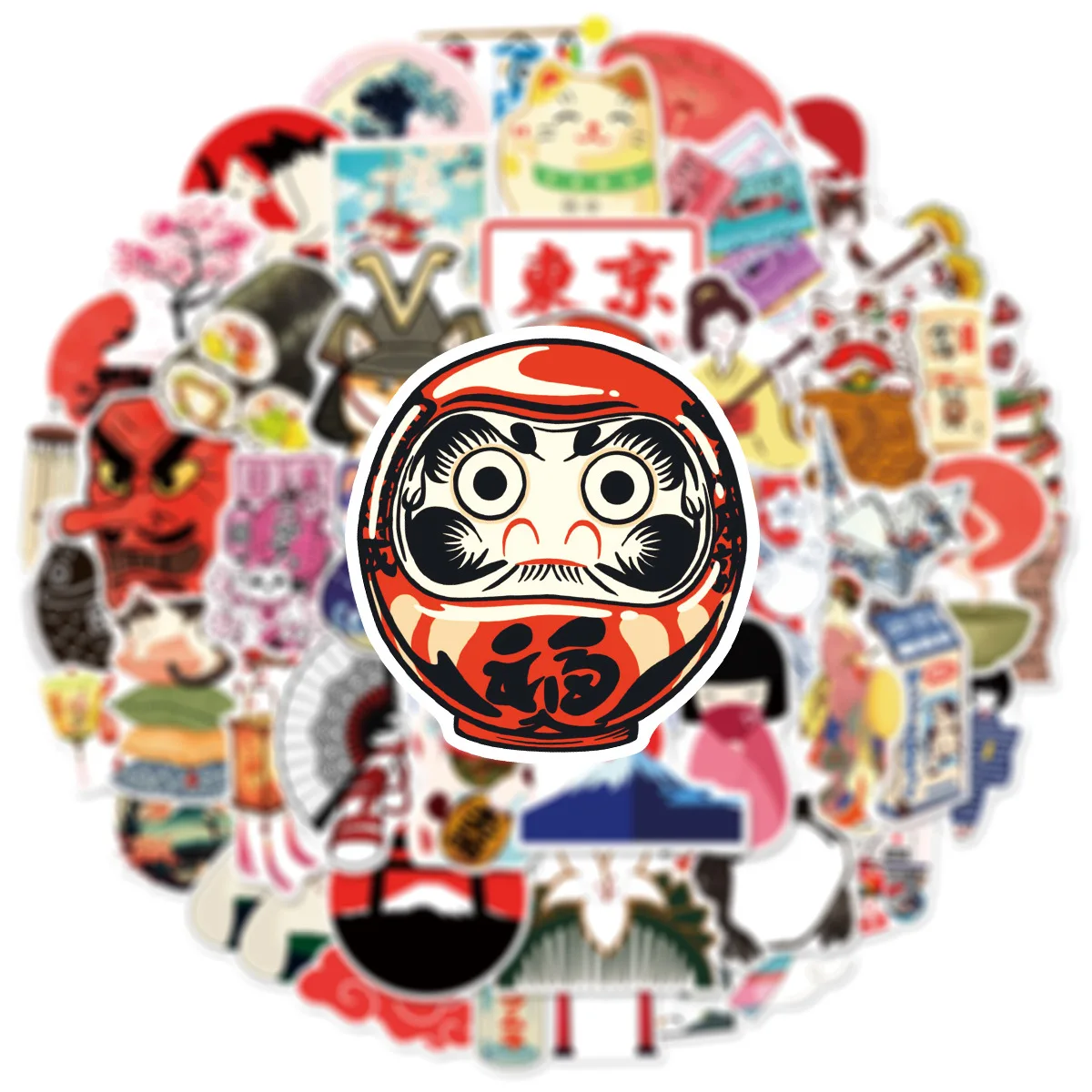 Juego de 50 Uds de pegatinas japonesas de gato de la suerte de Tokio, calcomanías DIY impermeables para álbum de recortes, teléfono, equipaje, monopatín