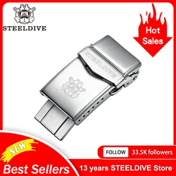 STEELDIVE 18mmm 22mm Stainless Steel Watch Band Buckle for Dive Watch Strap Clasp Double Lock Button Diver Buckle