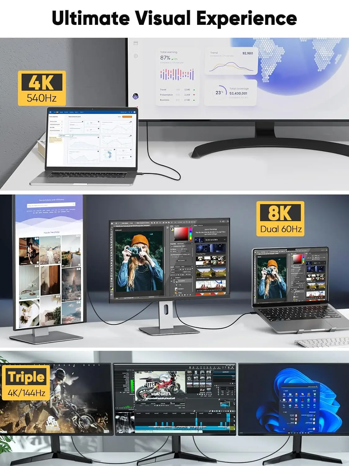 عرض ساخن لعام 2025 كابل CableCreation Smart Thunderbolt 5 متوافق مع Thunderbolt 4 USB4 Thunderbolt 3 USB-C للهاتف المحمول