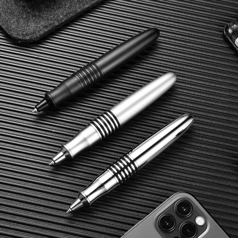 الراقية الشعور الثقيل النحاس معدن أسود فضي الرول الكرة القلم القرطاسية مكتب طالب سميكة برميل أقلام للرجال هدية