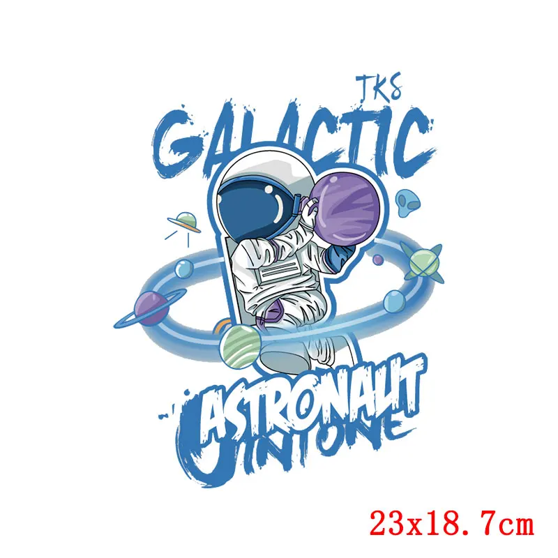 Planet Patch Iron On Transfer For Clothing Thermal Transfer For Clothes Vinyl Applique Moon Astronaut Thermo Sticker On Clothes