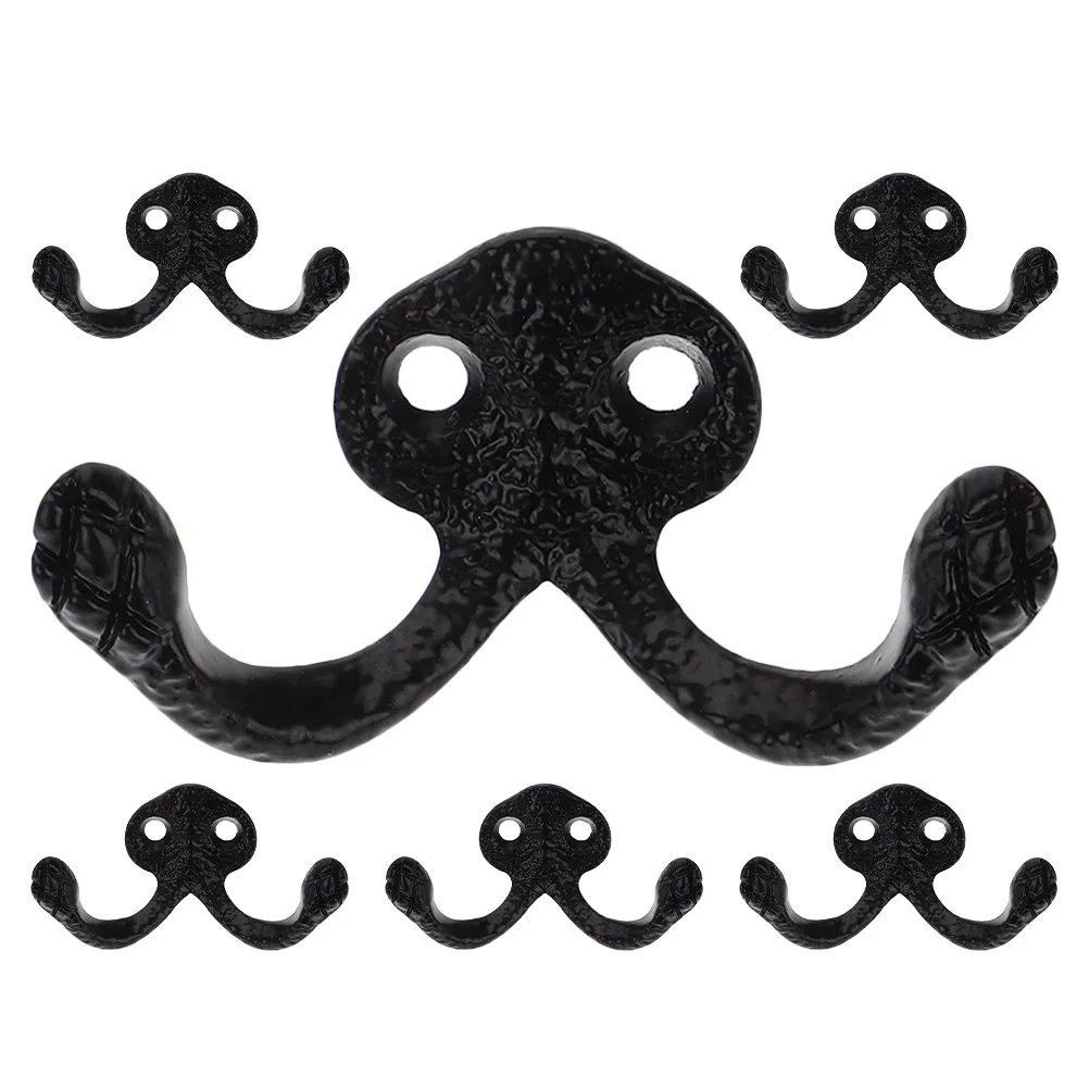 6pcs Zinc Alloy Double Wall Mounted Bathroom Towel Hangers Coat For Entryway Door Hat Purse Closet Hanging Hooks