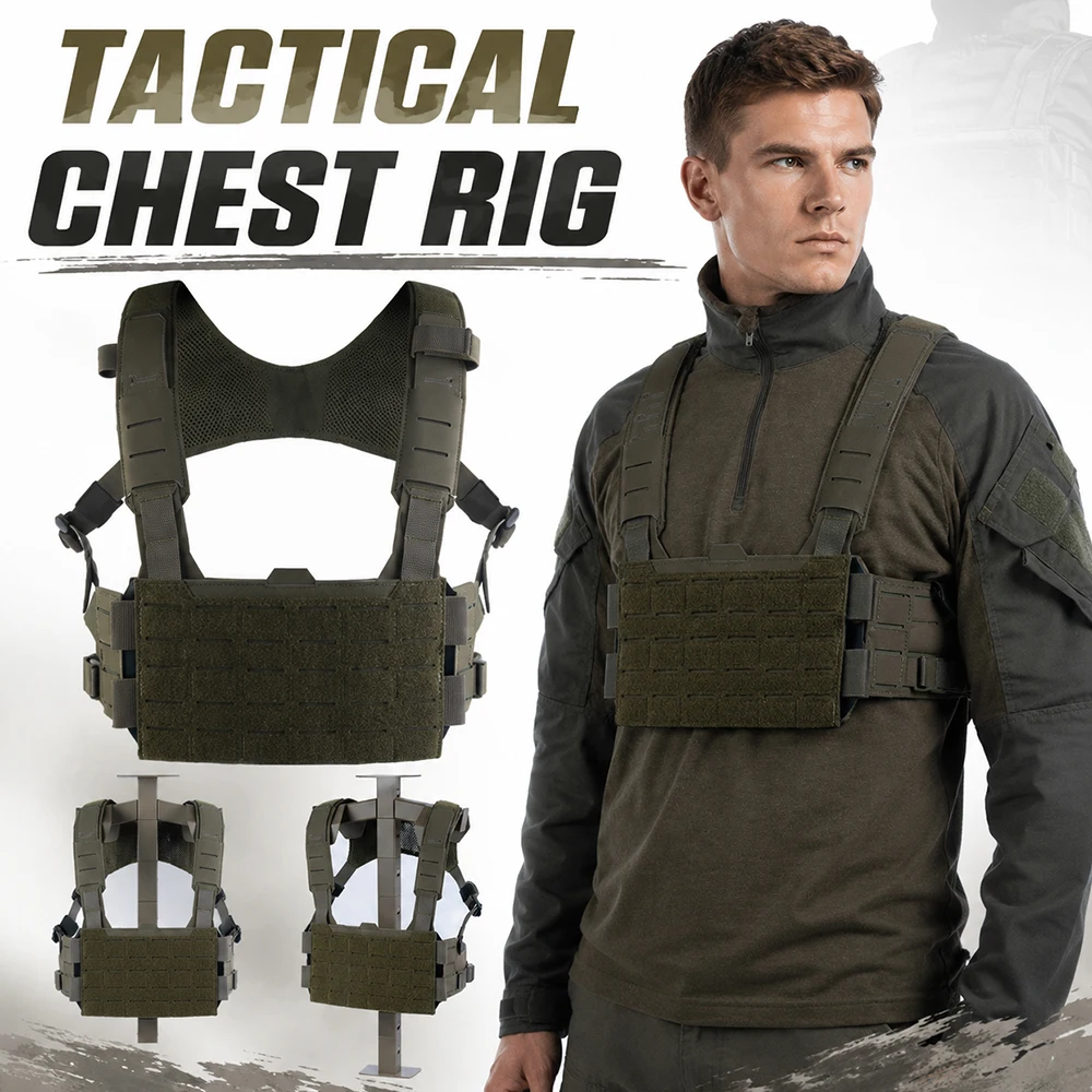 

Tactical Modular MOLLE Chest Rig Vest Durable Breathable Combat Vest for Airsoft Paintball Hunting Outdoor CS Shooting Training