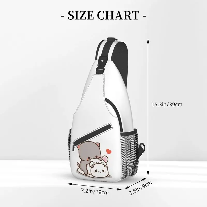 Sac à dos à bandoulière Peach et Goma Mochi Cat Sling pour homme, sac de poitrine personnalisé, sac à dos de voyage, sac à dos de randonnée, Kawaii