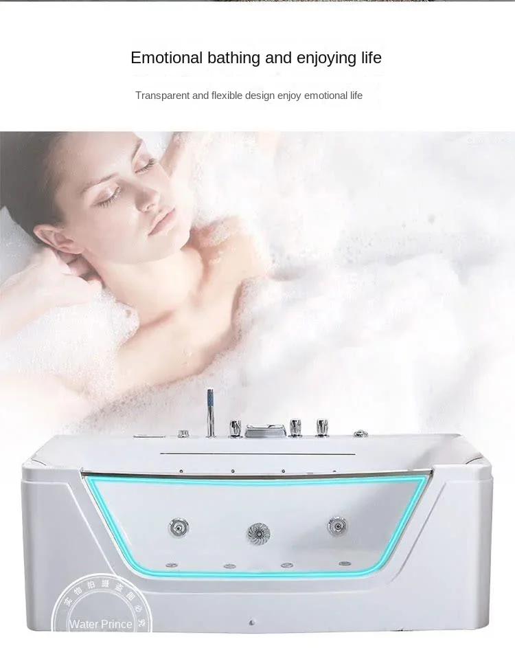 Surfing massage household adult small unit independent acrylic bathtub with constant temperature heating of 1.4-1.8 meters