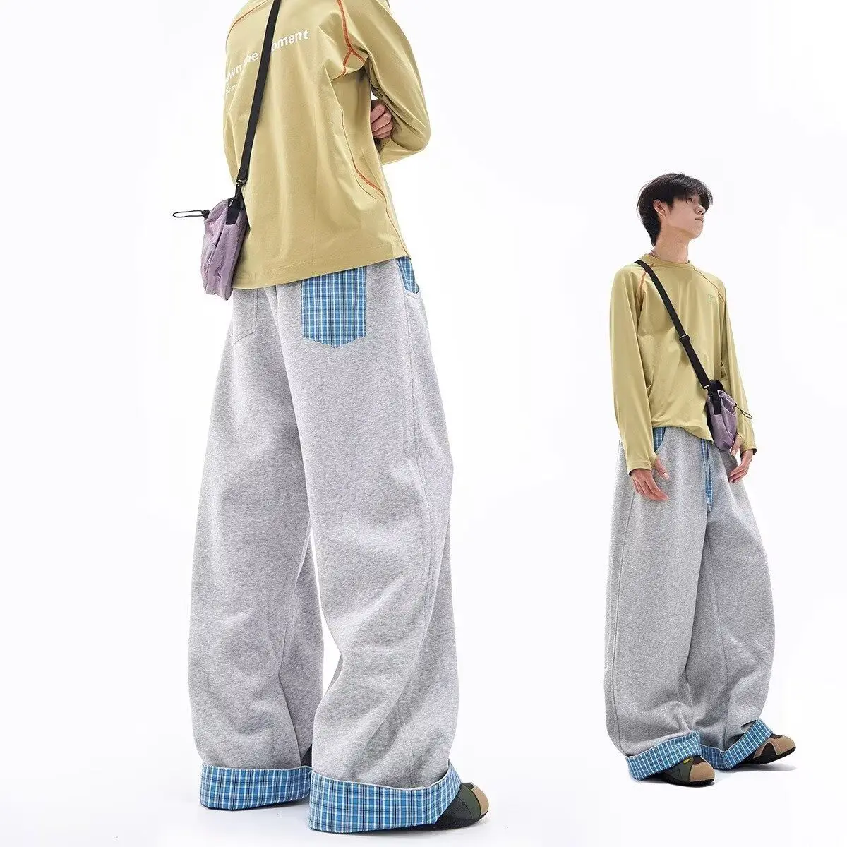 

Модные повседневные брюки Wassupdeion American Sle Lazy Wide Leg для молодежи, мужские и женские, весенние, прямые, длинные