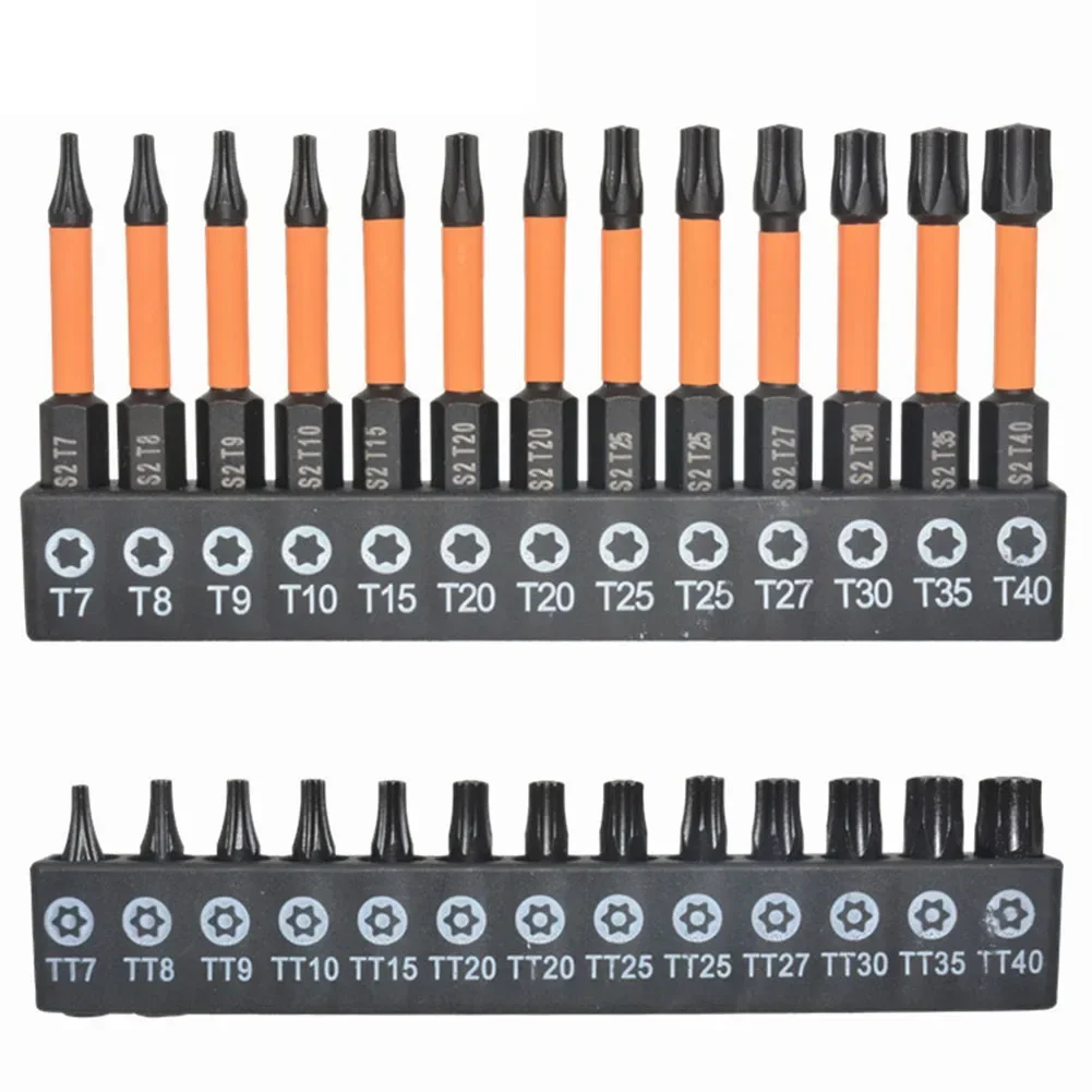 26pcs Torx Screwdriver Bits Set Star Plum Solid Screwdriver Bit Tamper Proof Security Drill Bits Magnetic Batches Heads T7-T40