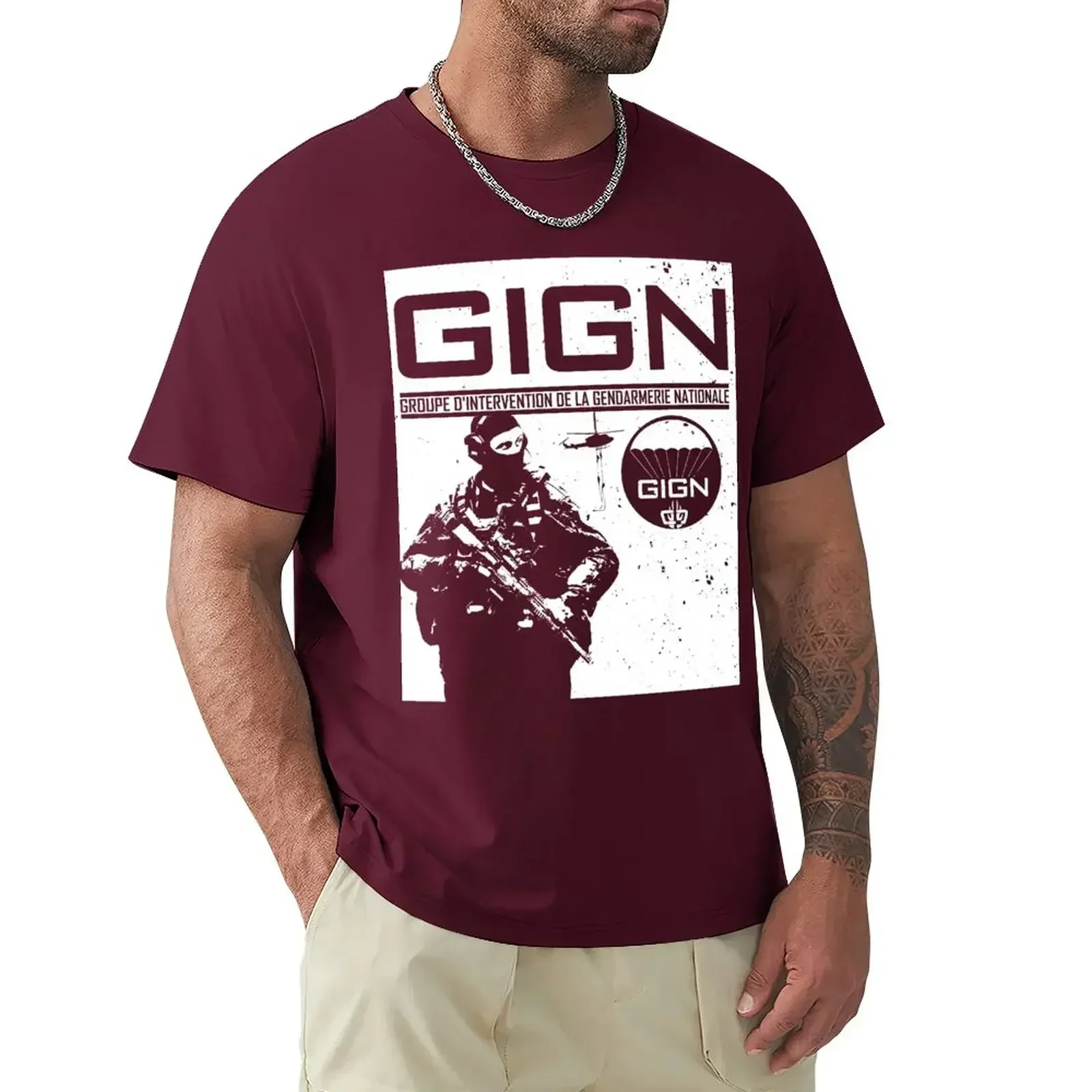 New Edition Heavyweights Mens T Shirts GIGN Elite Forces Gendarmerie Intervention Group T-Shirt Men Clothing Funny New