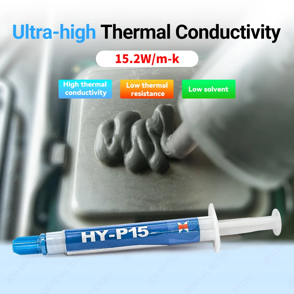 JEYI (15,2 W/m · K) pasta térmica de silicona de 2g para disipador de calor SSD y refrigeración de CPU/GPU, compuesto térmico de silicona para tarjeta gráfica de portátil