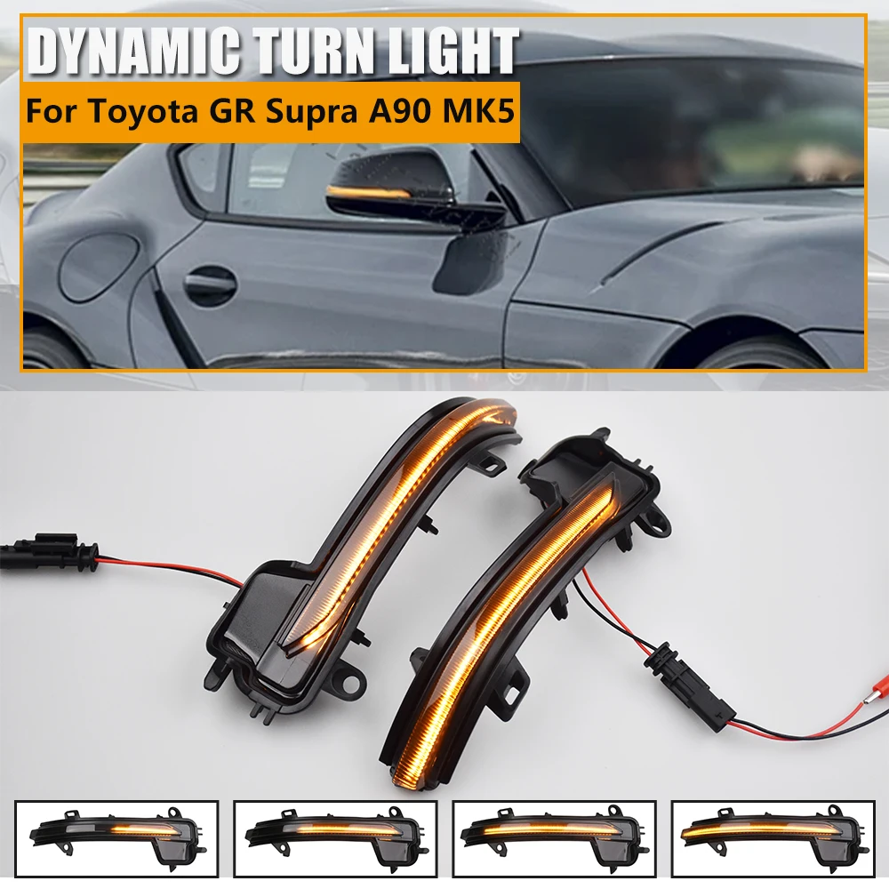Für Toyota GR Supra A90 MK5 2020+ Dynamisches Blinklicht LED-Seitenspiegel Sequentieller Blinker Lampe
