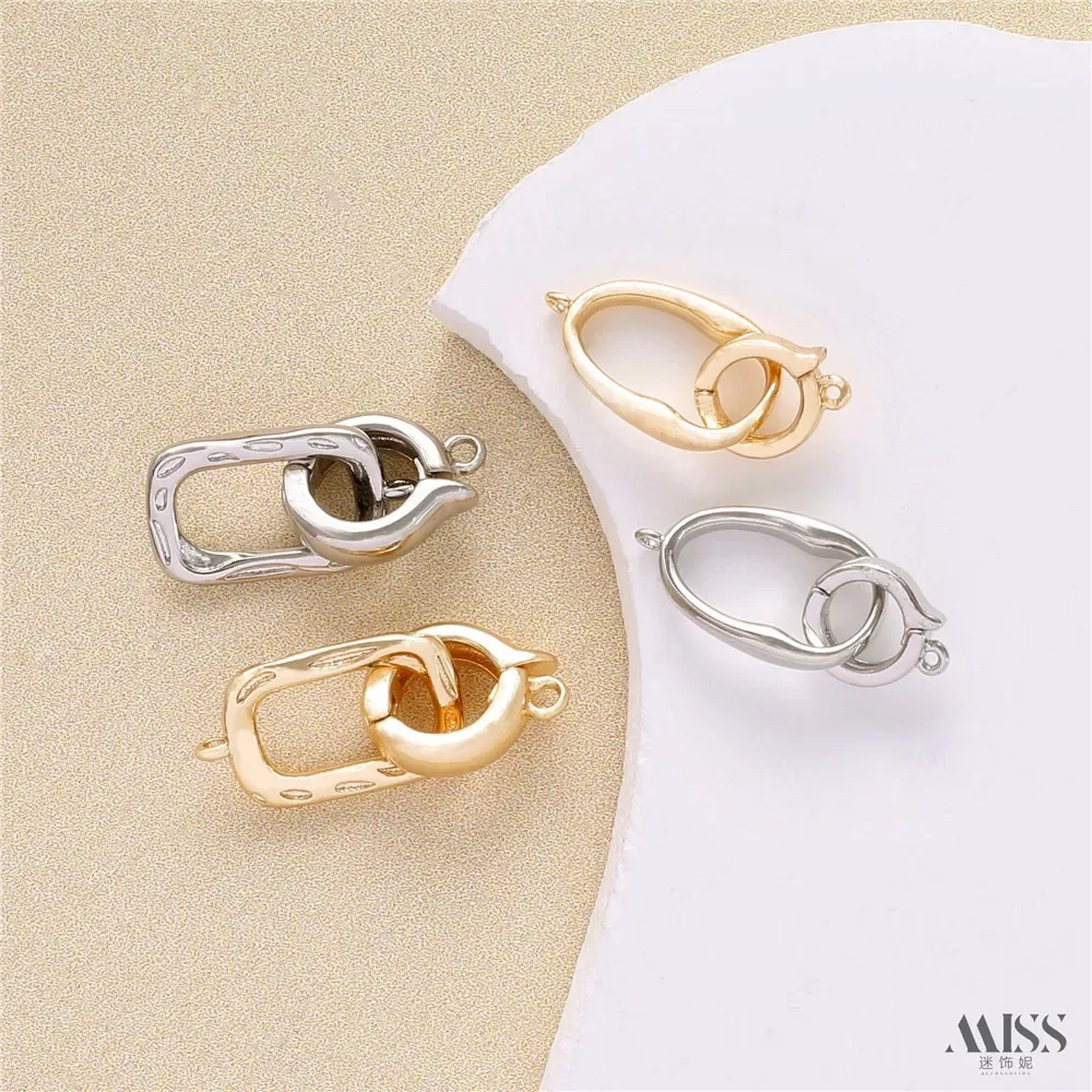 

14K Gold Color Special-shaped Rectangular Oval Double Ring Connecting Buckle DIY Pearl Bracelet Necklace Jewelry Accessories
