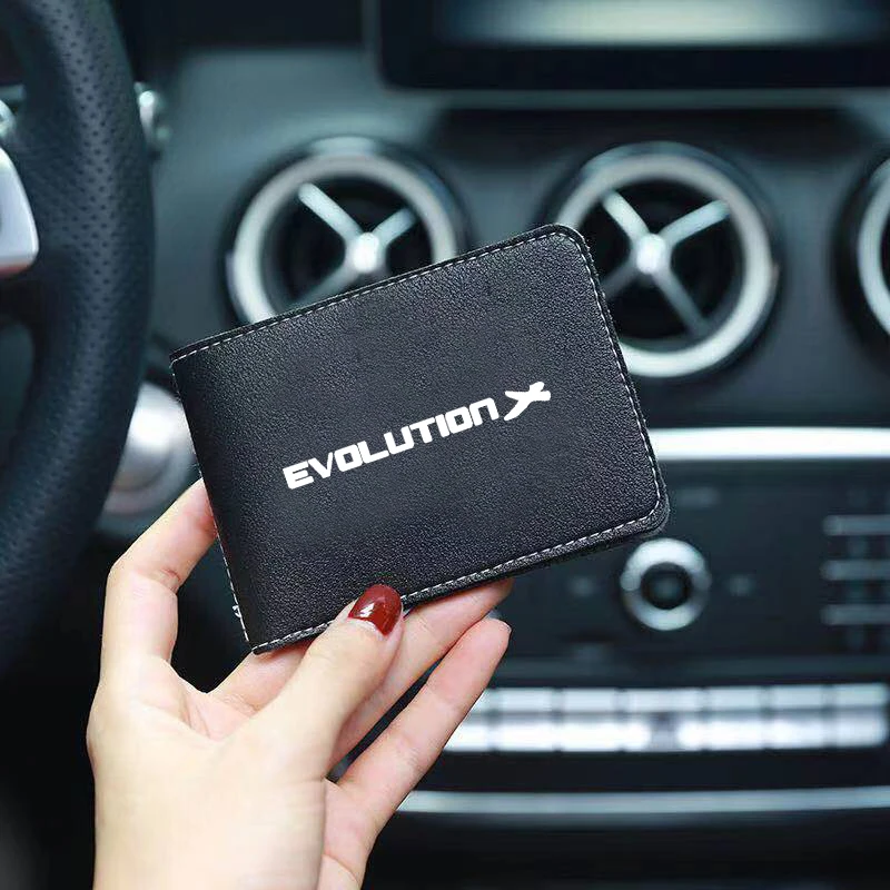 Auto Driver License Cover PU Leather Car Driving Documents Case Credit Card Holder for Mitsubishi Evolution X Lancer EVO