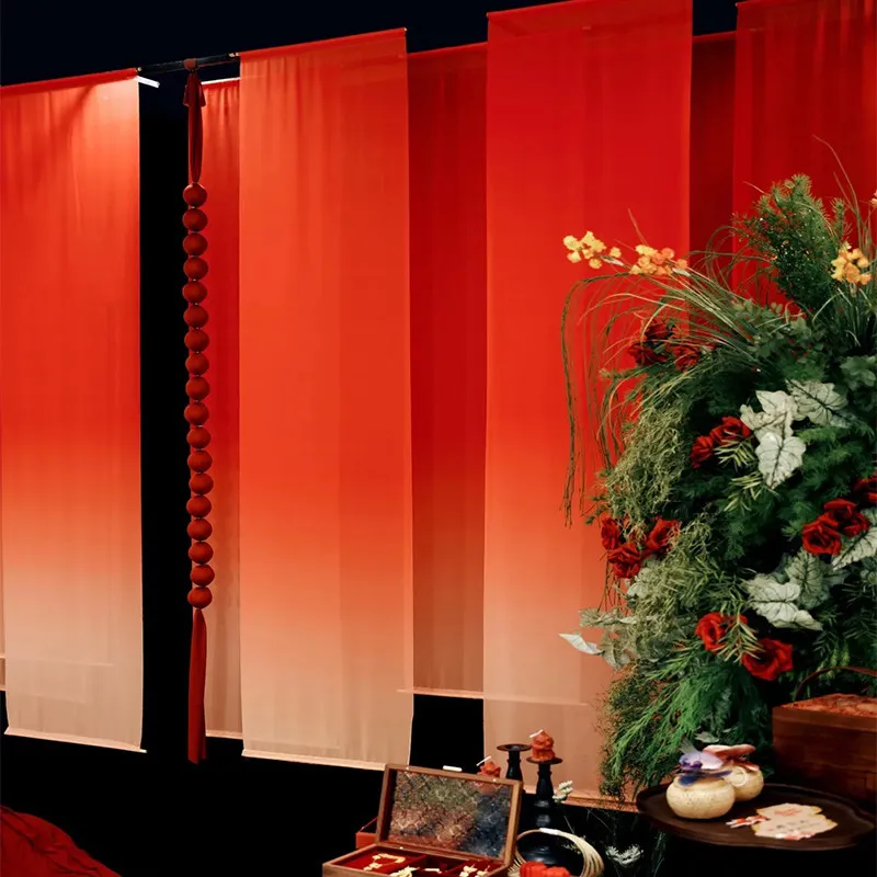 Gradient Color Semi Transparent Gauze Curtain – Outdoor Wedding Backdrop, Photography Event Drape for Party & Patio Decor