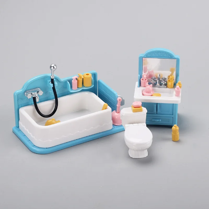 Mini lavabo de baño de simulación para niños, juego de inodoro, Micro muebles, modelo de juguete, juguetes de Casa de juegos para niñas, accesorios de casa de muñecas