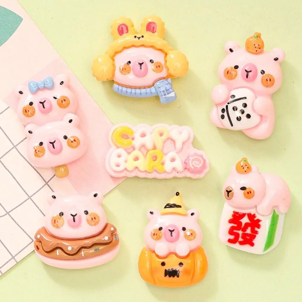 10 Pcs Scrapbooking Capybara Resin Accessories DIY Handmade Cartoon Capybara Phone Patch Cute Lovely