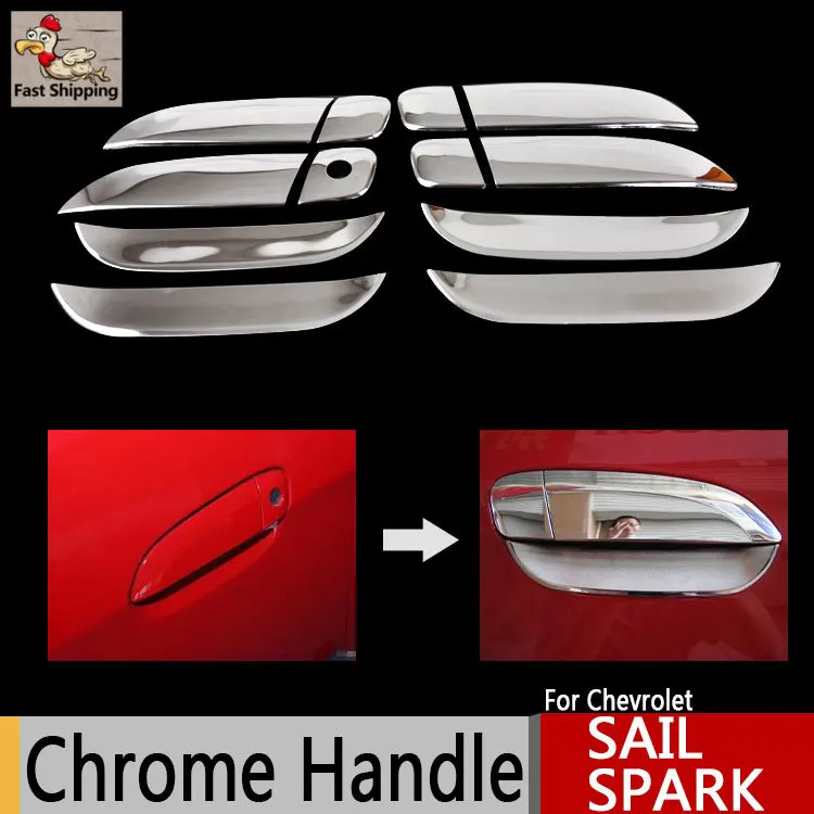 

for Chevrolet Sail 2010-2015 Sail Classic Chrome Door Handles Covers Chevy Chromium Styling Car Accessories Stickers Car Styling