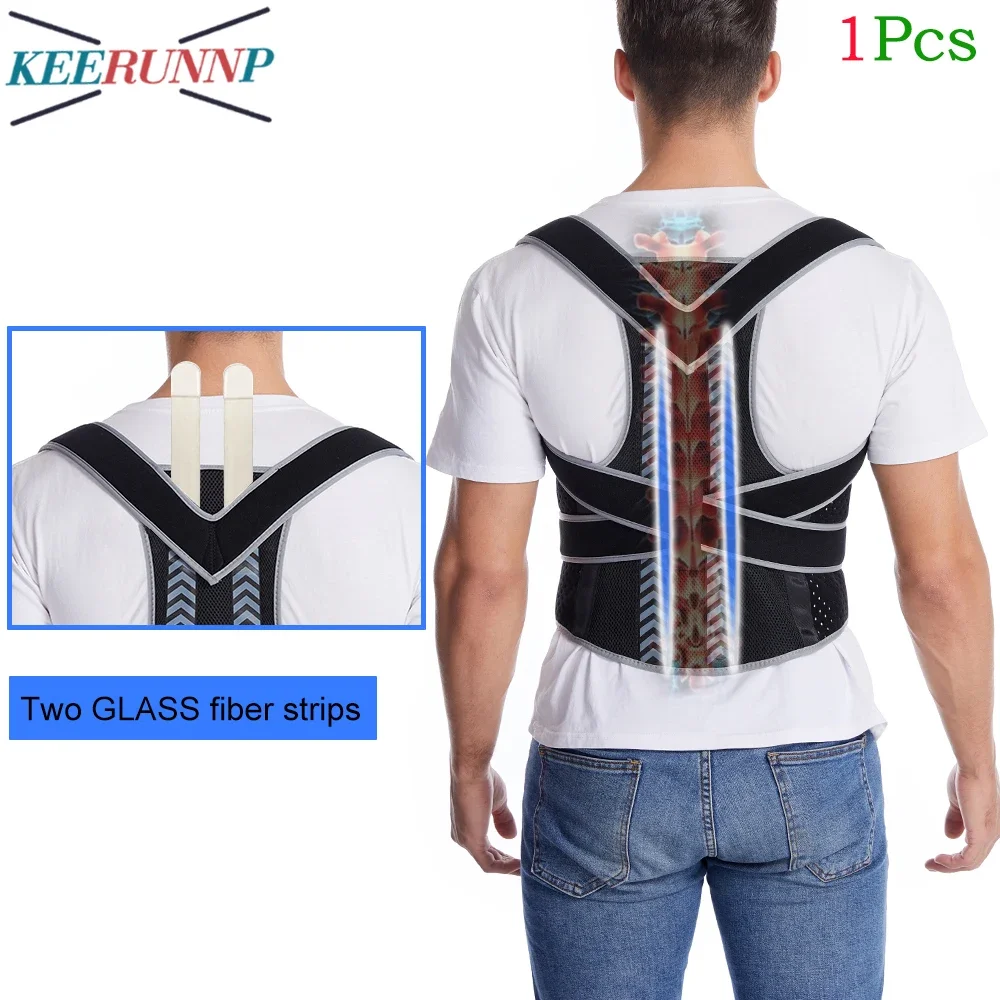 1Pcs Posture Back Brace for Men Women, Adjustable Posture Back Brace Provides for Neck,Back - Muscle Memory Support Straightener