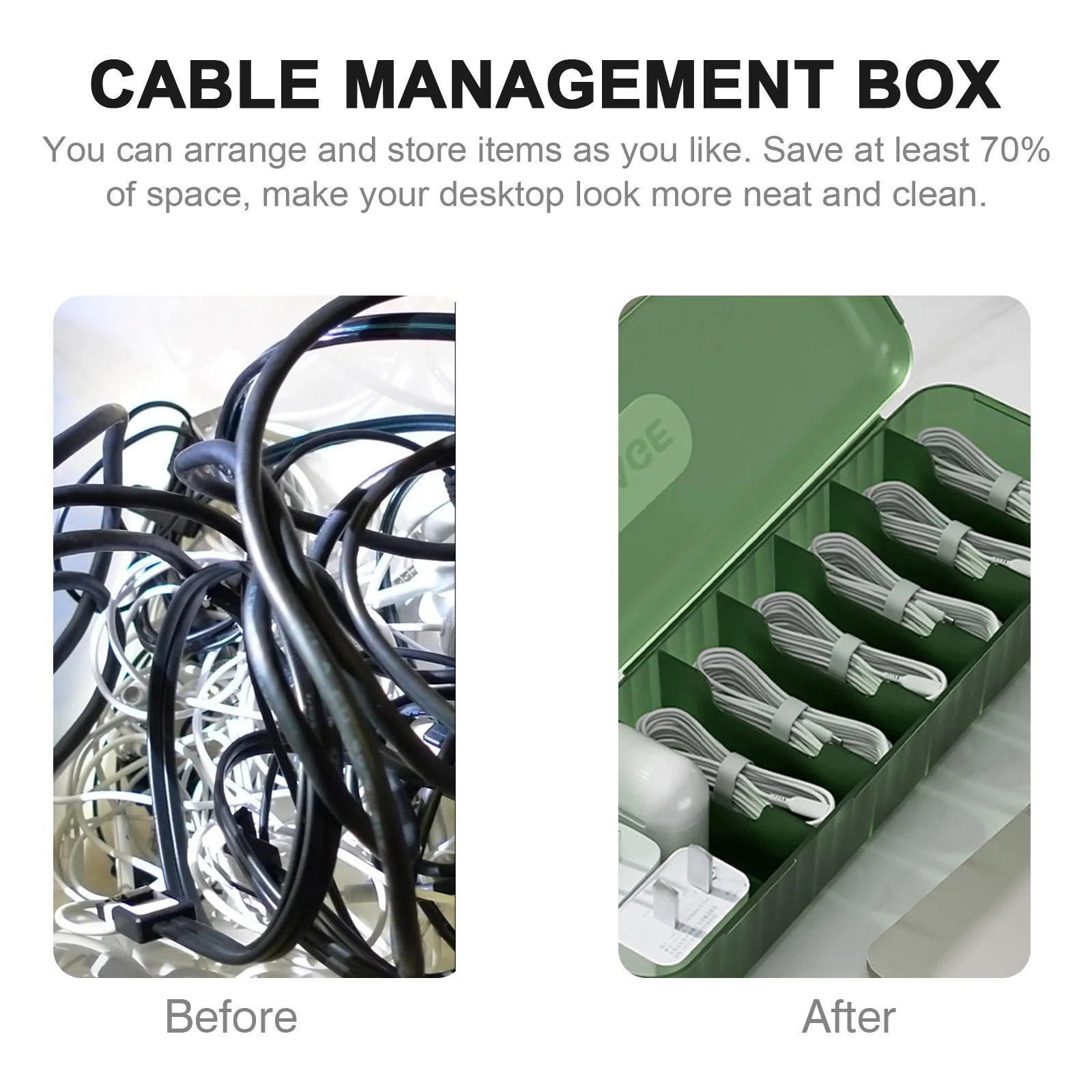 

1 set Data Cable Storage Box Multi-grid Cord Organizer for Wires Charging Accessories Portable Desk Tidy Case Household Storage