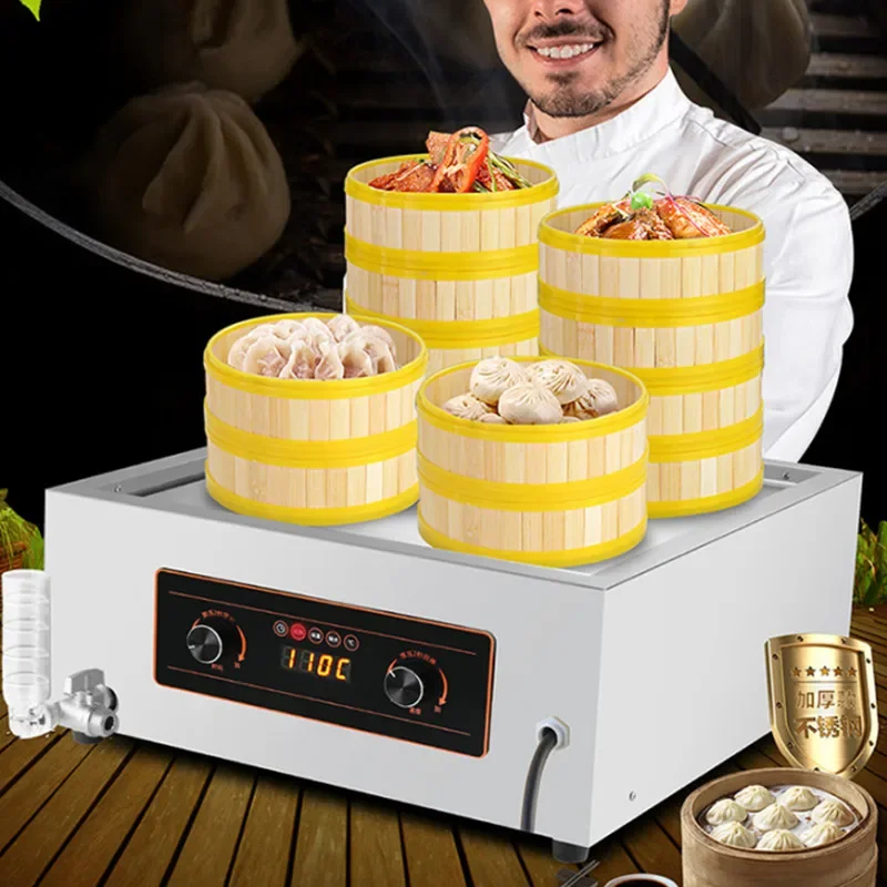 

Новая коммерческая паровая печь для булочек, паровая печь с четырьмя отверстиями, водная настольная электрическая клетка для пельменей, пароварка