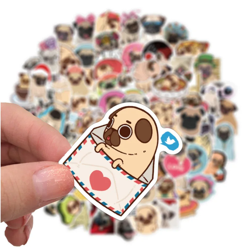 

10/30/50/100pcs Cartoon Animal Pug Graffiti Birthday Party Gift Stickers Loyal Hunting Family Pet Waterproof Skateboard Cute