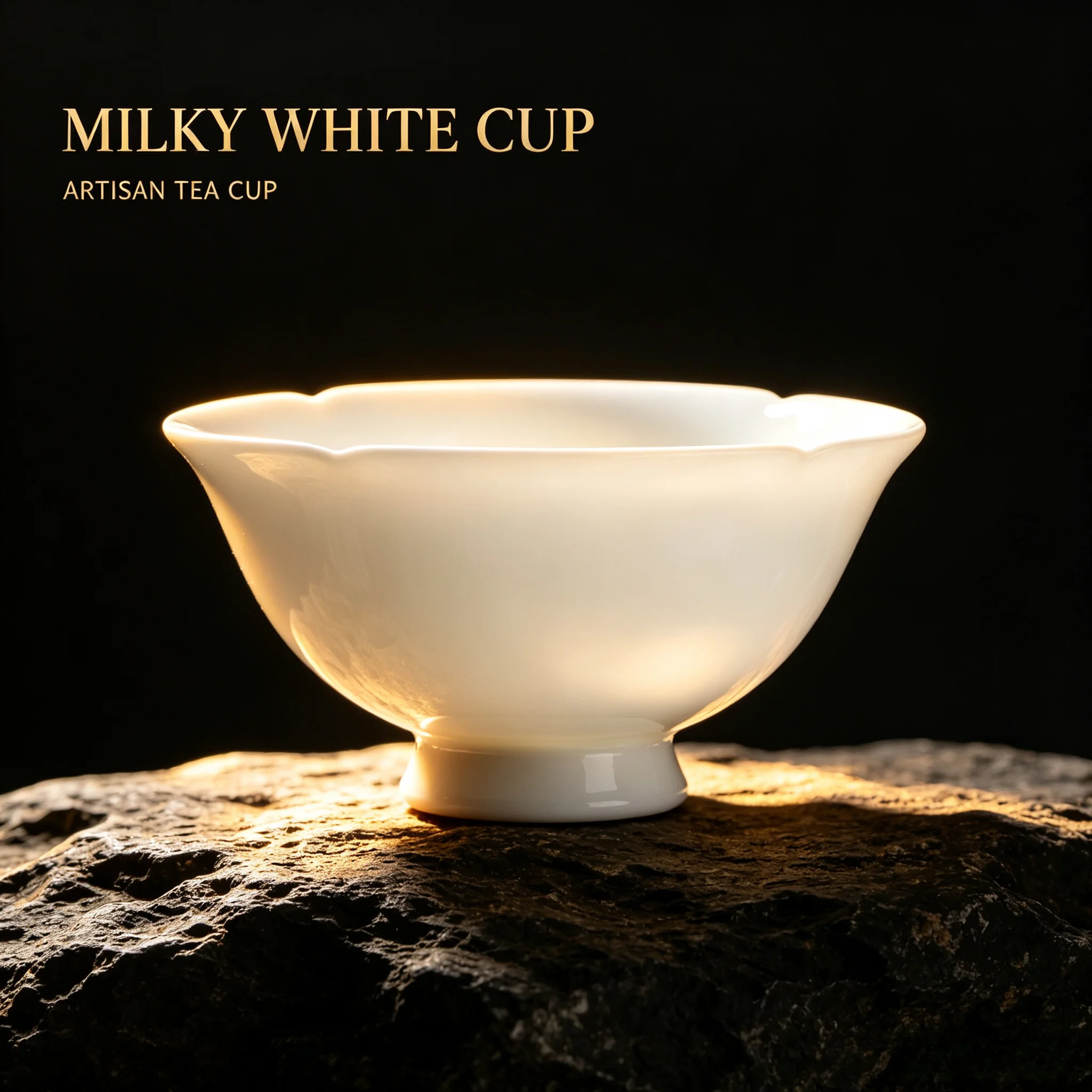 Hand‑crafted Jingdezhen Jade‑White Porcelain Master Cup Exquisitely Carved Sunflower‑Rim Single Tasting Cup Premium Kung‑fu Tea