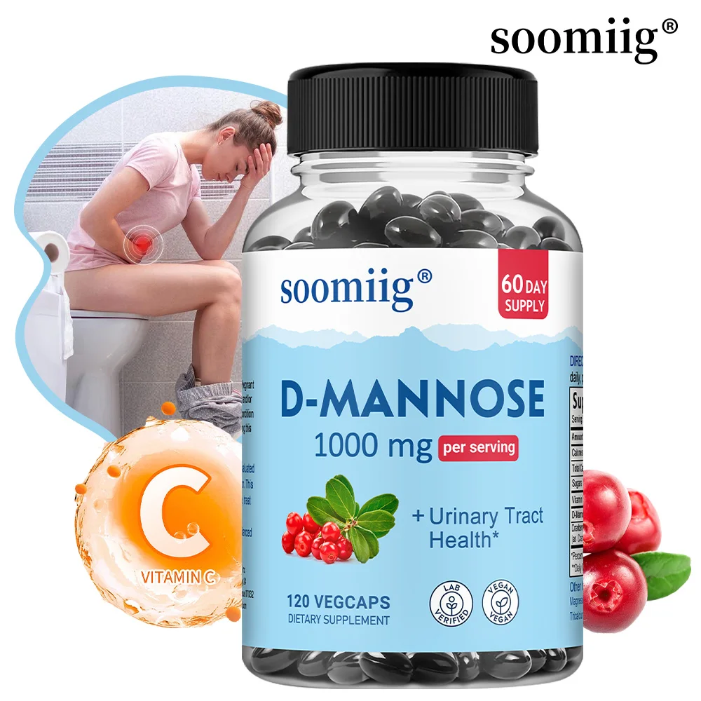 D-Mannose 1000mg Capsules, with Cranberry - Supports Urinary Tract and Bladder Health, Promotes Digestive Health - 120 Capsules