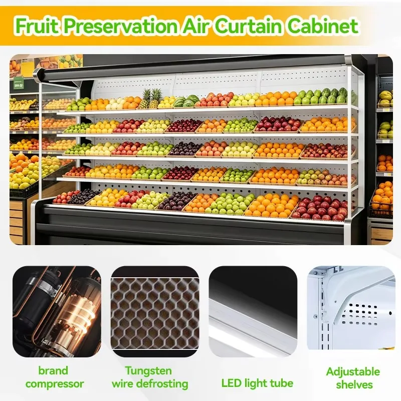 Custom Made Open-style Display Cabinet Vertical Open Front Air Cooling Refrigerated Showcase Commercial Display Chiller