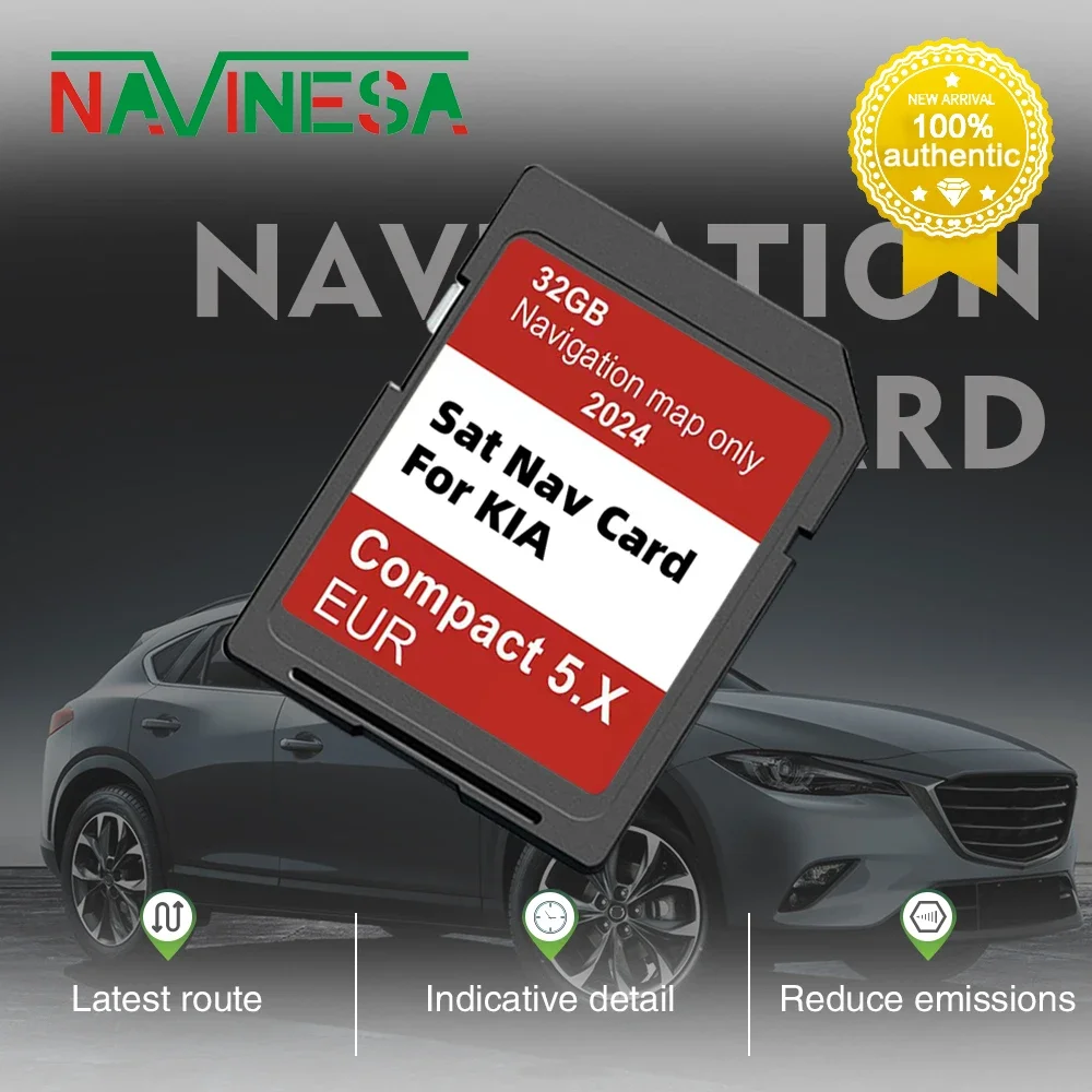 Newest Sat Navi for KIA Carens/Ceed/Niro/Optima/Picanto/Rio/Soul/Sportage/Stonic Car 2024 Navigation GEN5 32GB SD Card EU Map