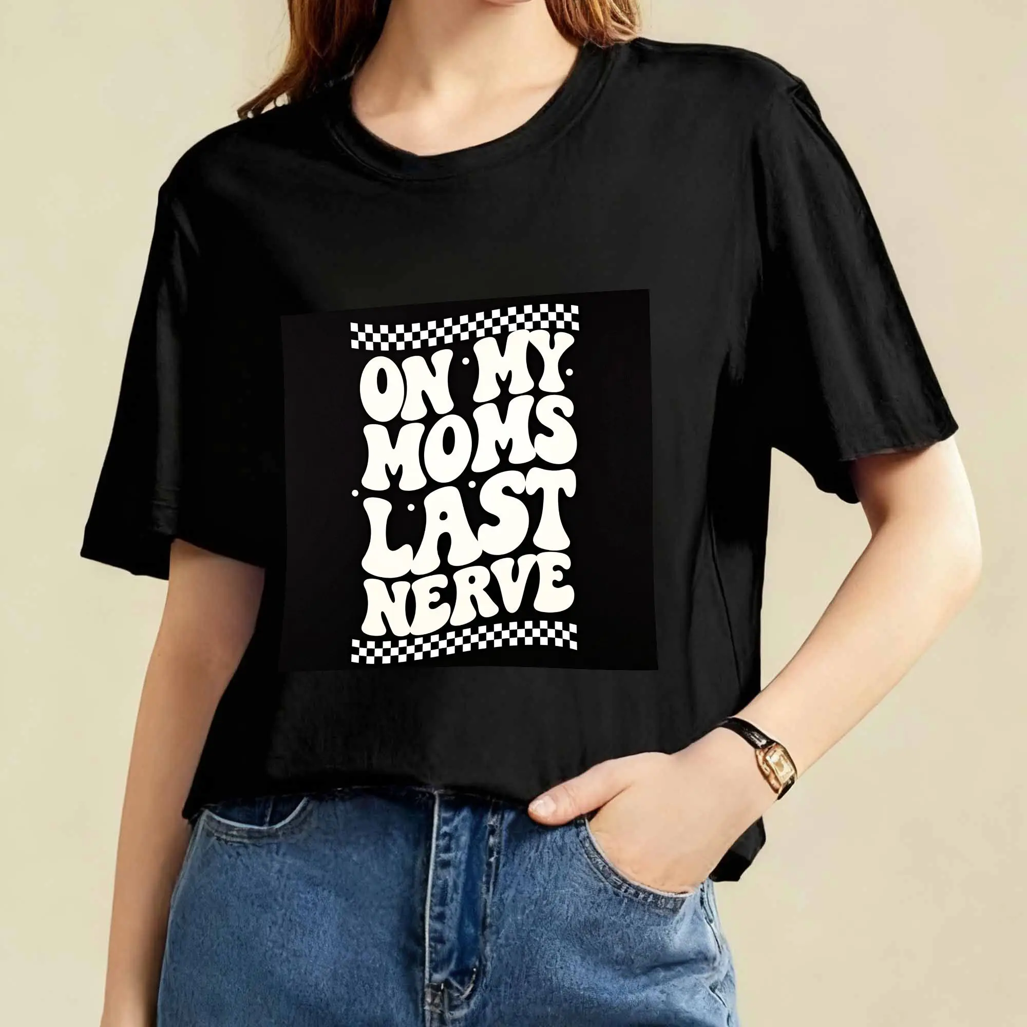 เสื้อยืดผู้หญิงออน มาย ลาสต์ เนิร์ฟ -เสื้อยืดแขนสั้นผ้าฝ้ายเนื้อนุ่ม 180 กรัม