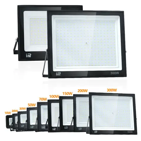 LED Floodlight Spotlight AC110/220V 20W-300W IP66 Waterproof LED Black Shell Garden Street Gate Wall LED Lighting Outside LED