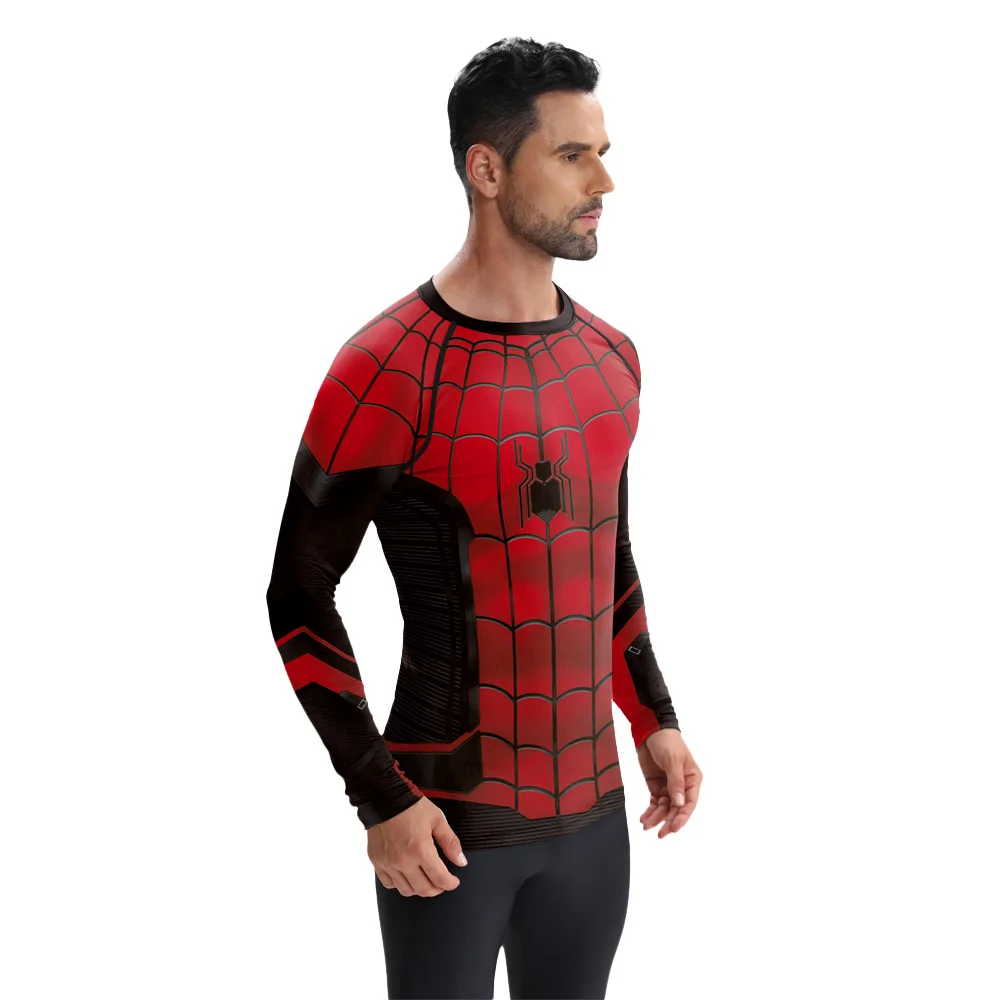 Man Spider พิมพ์เครื่องแต่งกายเสื้อแขนยาวเสื้อกีฬา Tees สวมใส่ Tees ผู้ชายคอสเพลย์ Superhero เสื้อกันหนาว