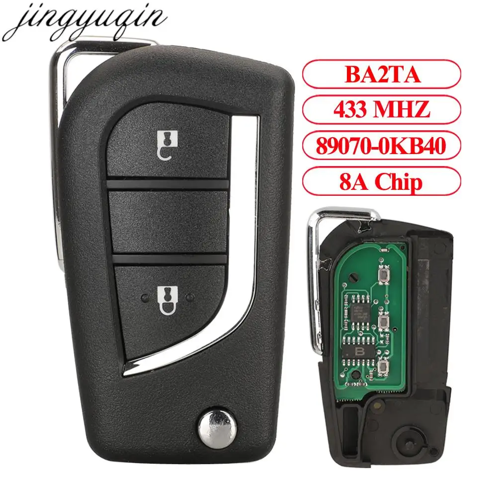 Jingyuqin 2BTNS Remote Car Key Alarm 433MHZ 8A Chip For Toyota Hilux 2015 2016 2017 2018 2019 2020 Yaris 2018-2022 YARis Cross