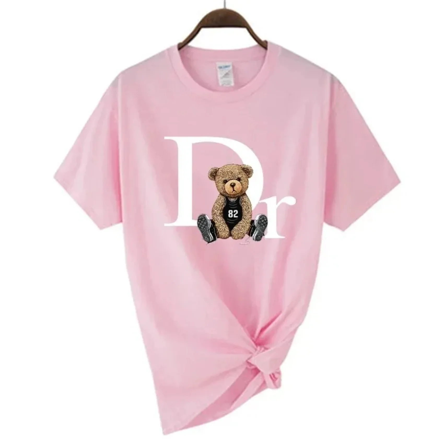 Luxury Brand Cute Bear Print Children's T-shirt Pure Cotton T-shirt Fashion Parent-child T-shirt Women's Clothing Free Shipping