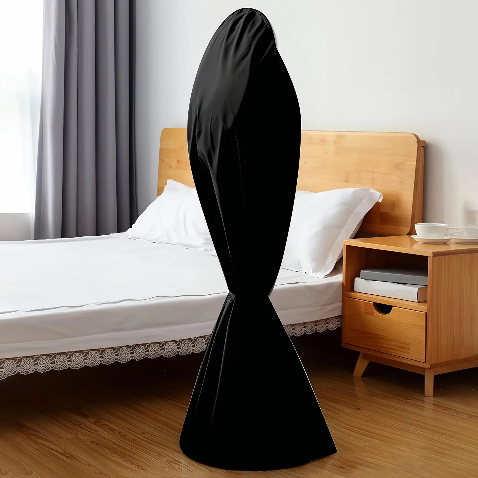 Floor Fan Cover Dustproof Reusable Stand-Up Protector with String Outdoor Tower Fan Cover for Standing Ventilation House Kitchen