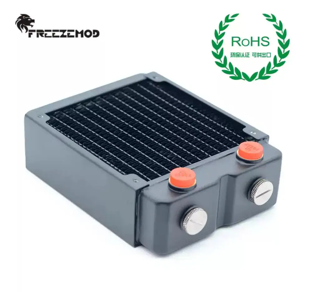FREEZEMOD Pc Water Cooler Copper Radiator Double Layers 45MM Thick Copper Fins Five Holes G1/4 ROHS Certification.TSRP-HP45-120