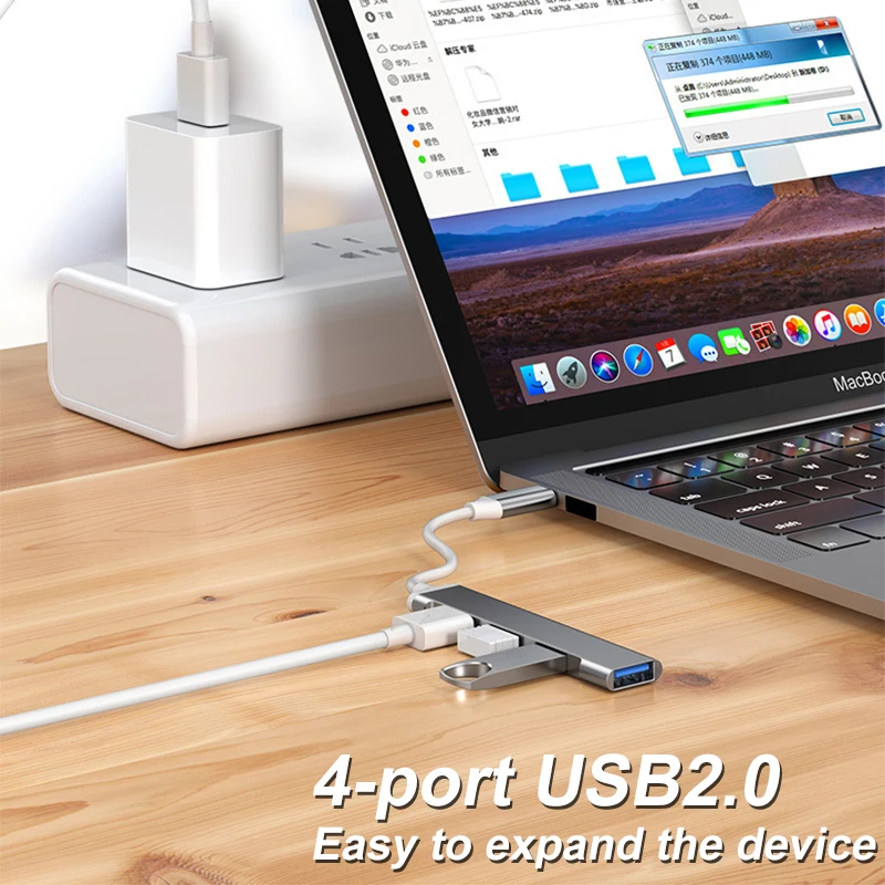 3.0 Hub USB Hub 4 พอร์ตความเร็วสูงประเภท c Splitter 5Gbps สําหรับ PC อุปกรณ์เสริมคอมพิวเตอร์ Multiport HUB 4 USB 3.0 2.0 พอร์ต