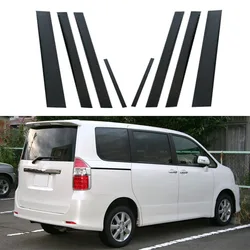 8pcs Glossy Black Window Door Column BC Pillar Post Mirror Effect Cover Trim Car Stickers Fit For Toyota Noah Voxy R70 2008-2013