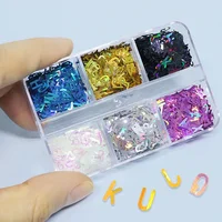 Holographic Glitter English Alphabet Flakes Resin Silicone Mold Filler Laser Letter Sequins For Epoxy Resin Filling Handmade DIY 6