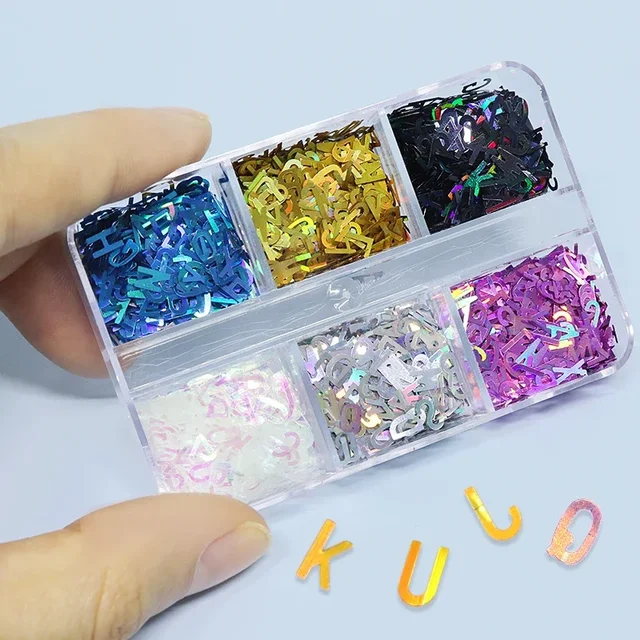 Holographic Glitter English Alphabet Flakes Resin Silicone Mold Filler Laser Letter Sequins For Epoxy Resin Filling Handmade DIY 6