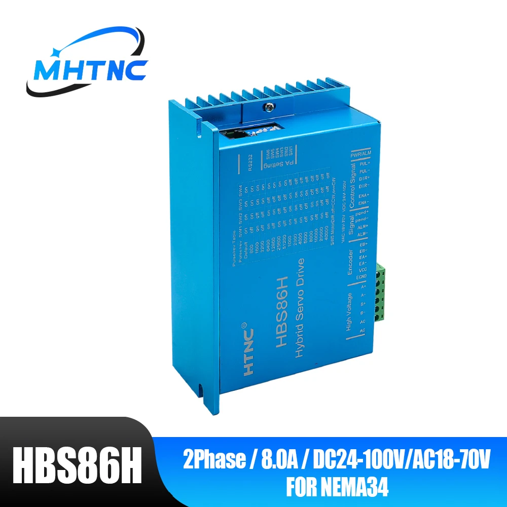 HBS86H Hybrid Servo Motor Driver AC18-70V or DC 24-100V 8.0A 0-200khz Independent Fan Suit for Nema34 Close Loop Stepper Motor