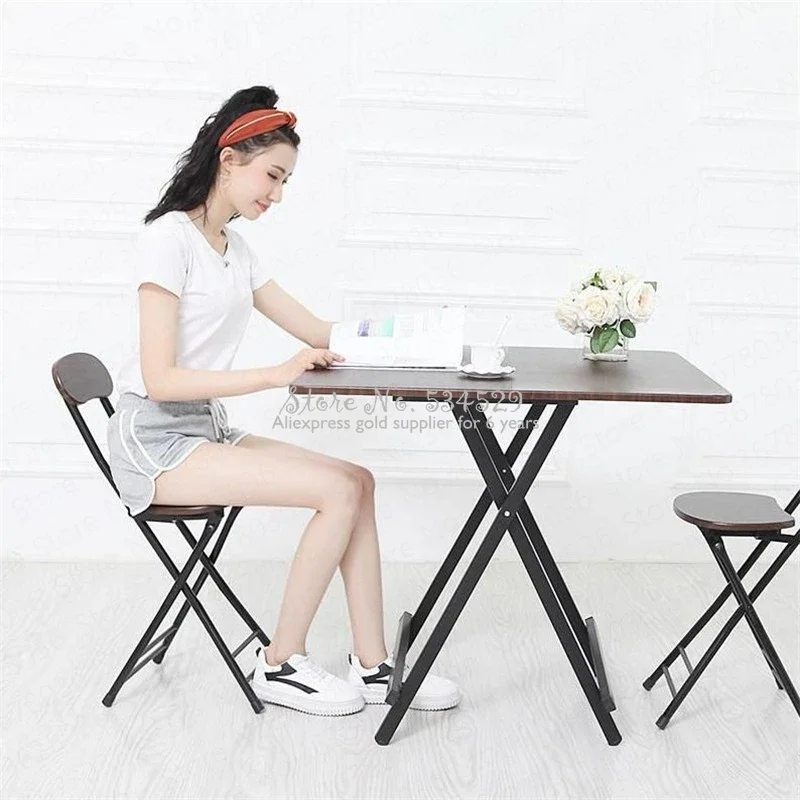 

Folding Table Home Dining Table Simple Four Small Square Portable Outdoor Furniture Compact Picnic Table Space-saving Fold Desk