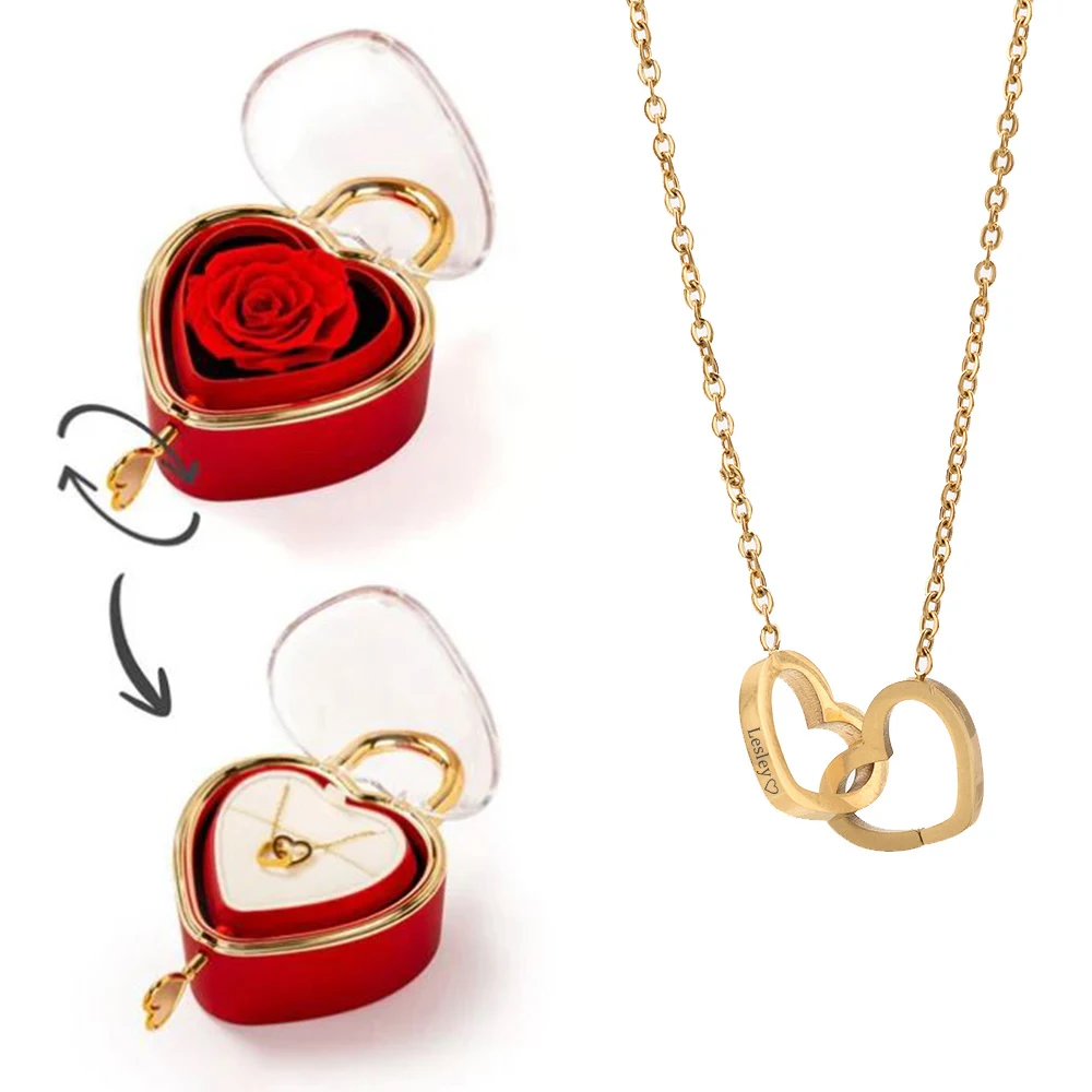 

Новинка 2026 года: Шкатулка для украшений в форме сердца с замком и стабилизированной розой, подарочная коробка ко Дню святого Валентина для кольца и ожерелья