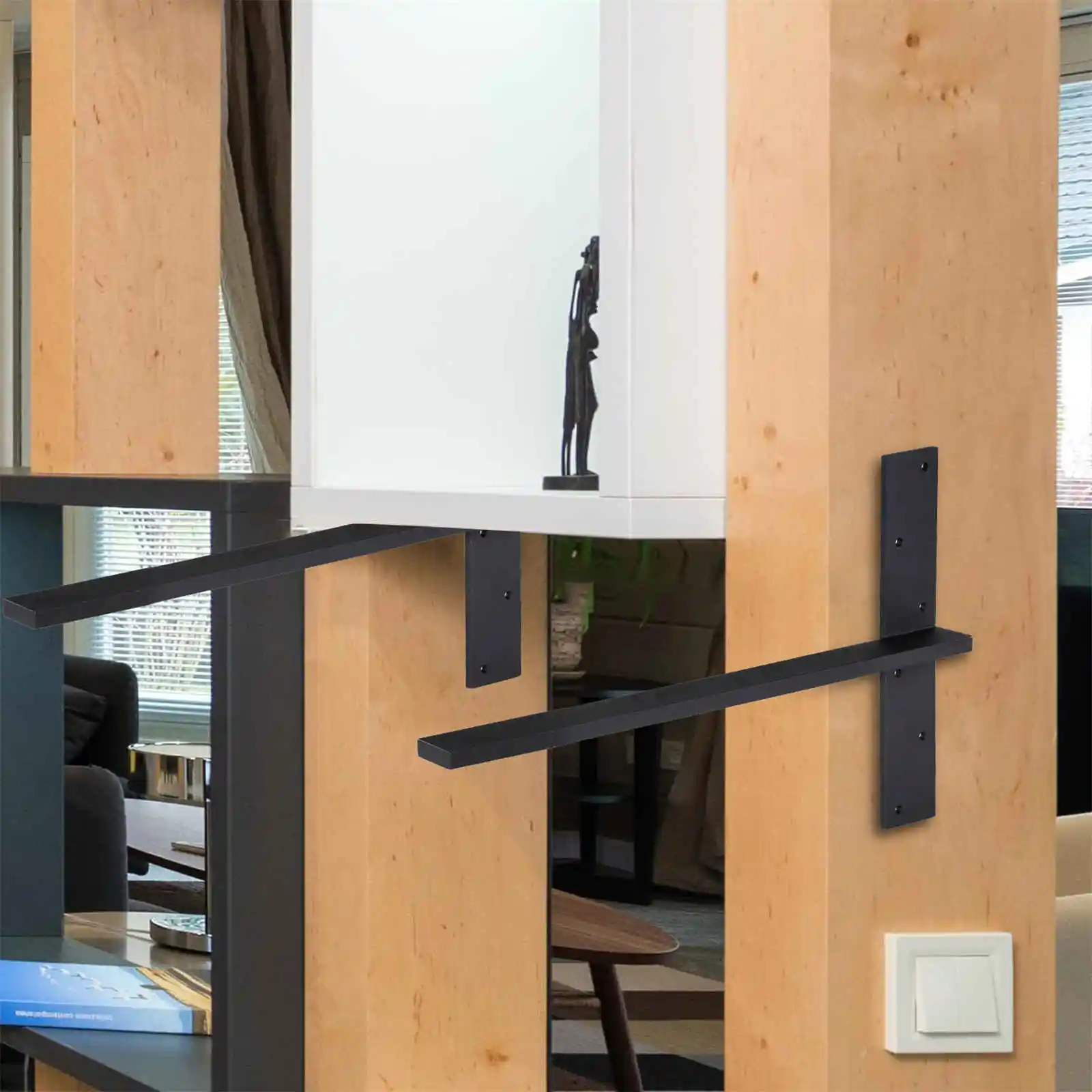 Staffe da 18 pollici per ripiani galleggianti, staffe per mensole galleggianti in acciaio resistente, supporto per scaffalature da parete moderne da 3 pezzi