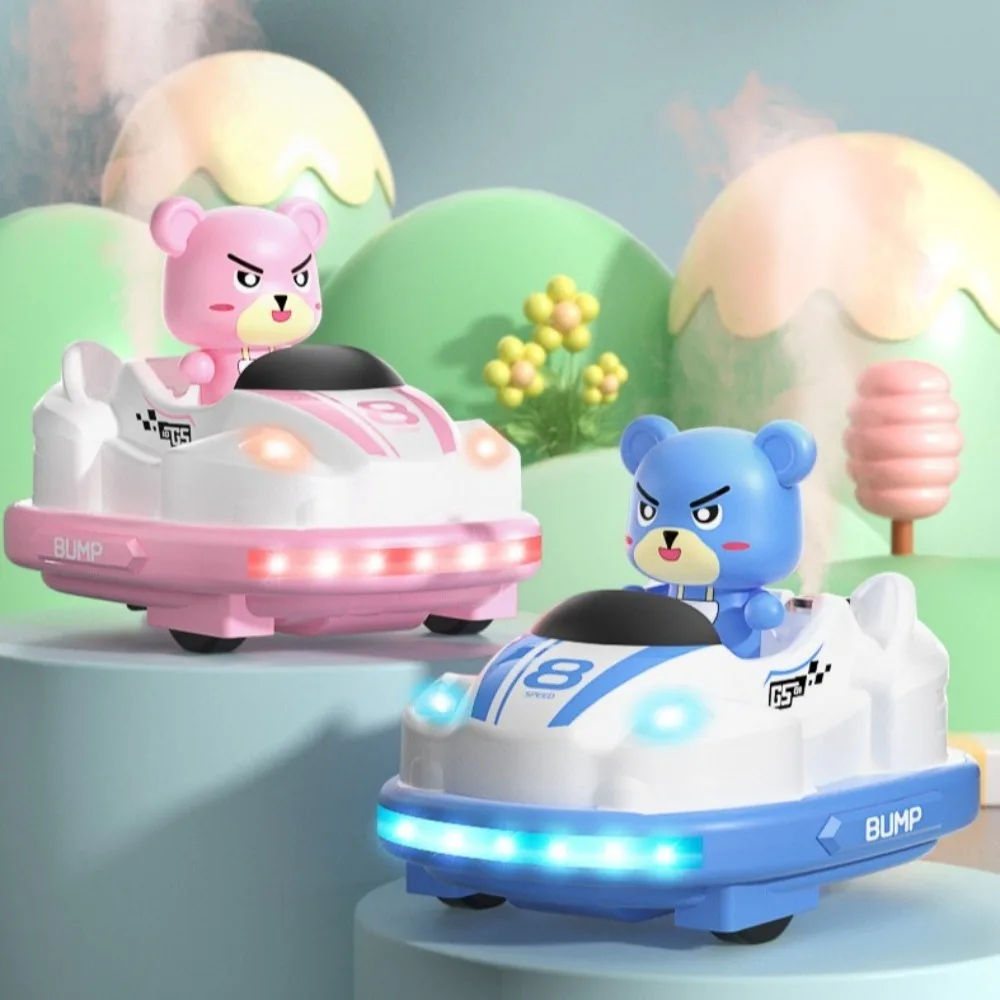 Mini Remote Control Bumper Cars Controlled with Spray, Lights and Music Ejecting Bumper Car Set Go Kart Battle Interaction