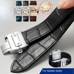 Genuine Leather Watch Strap for Cartier Sandoz Santos100 Waterproof Sweat-Proof Men Women Watchband Accessories 20 23mmWristband