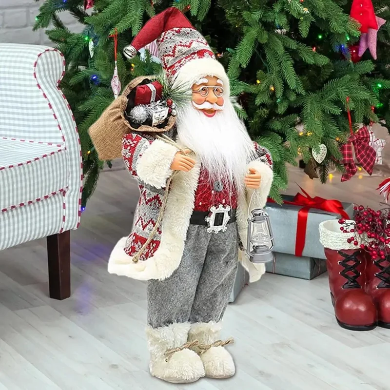 Santa Claus Figurines Santa Claus Doll Standing Santa Claus Figurine With Bag 18 Inches Holiday Decoration Santa Claus