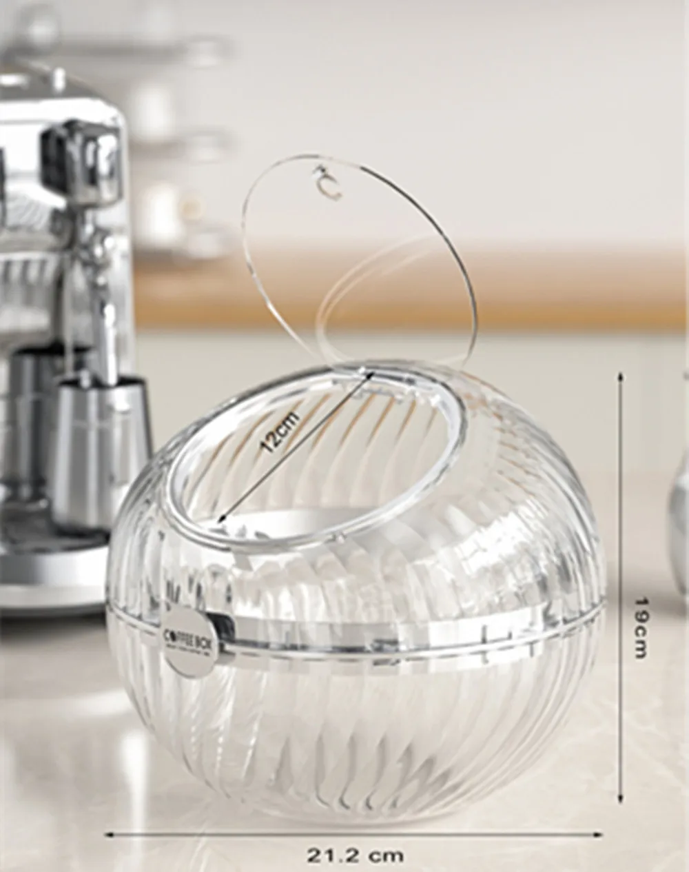 Transparent Spherical Coffee Capsules Storage Box Large Desktop Open With Capacity Decoration Lid Jar Organizer Candy Snack