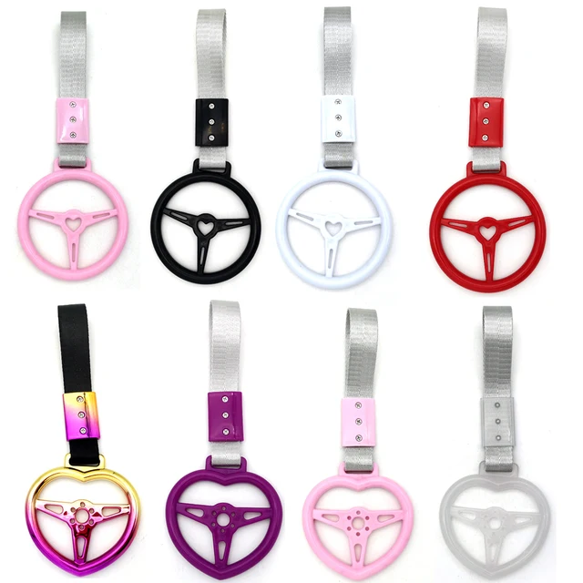 Kolorowe pasek holowniczy samochodowe Tsurikawa Ring Heart JDM uchwyt autobusu pasek na rękę stylizacja Drift pasek z amuletem akcesoria samochodowe